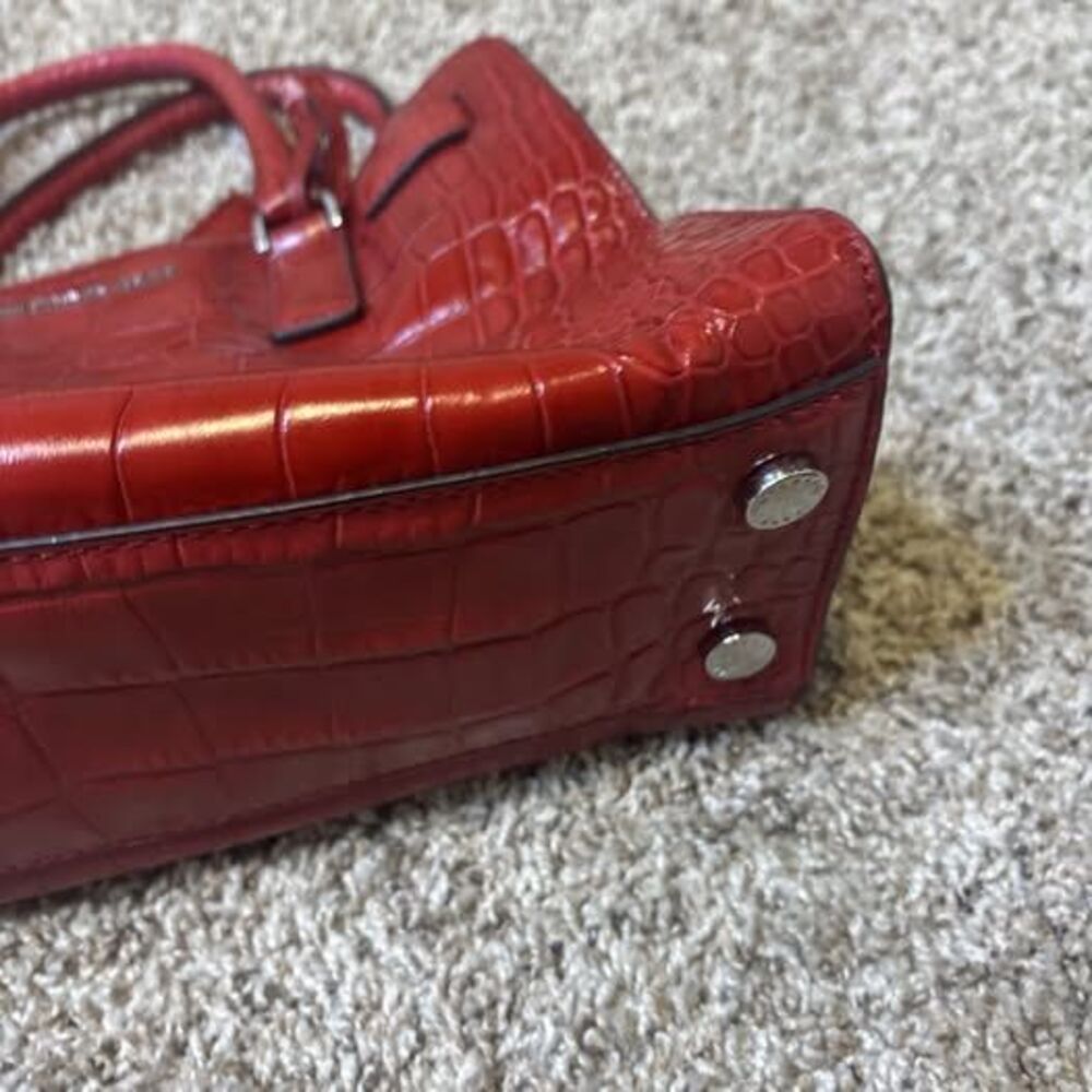Michael Kors Tote Shoulderbag Dillon Crocodile Red Leather Removable Strap Y2K - Picture 7 of 10